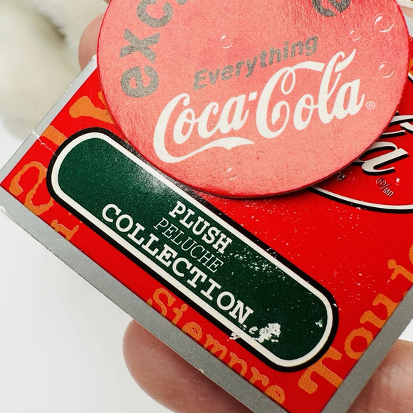 Coca Cola Polar Bear 11” w/ Tags Plush Stuffed Gray Paws Red Scarf Christmas Y2K - Picture 4 of 10